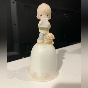 Precious Moments Ceramic Figurine Bell with Cream and Pink Accents